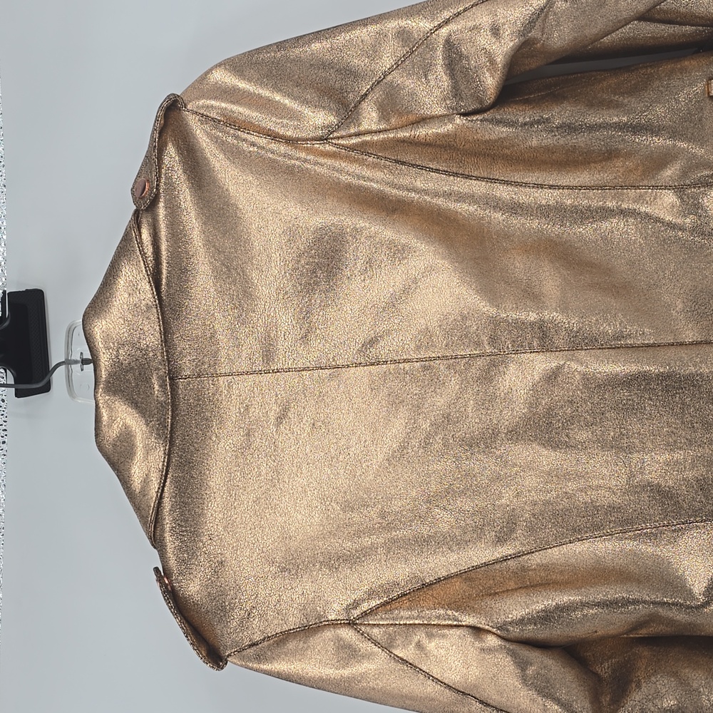Anthropologie Metallic Faux Leather Moto Jacket Rose Gold Women's Size XS - Picture 5 of 10